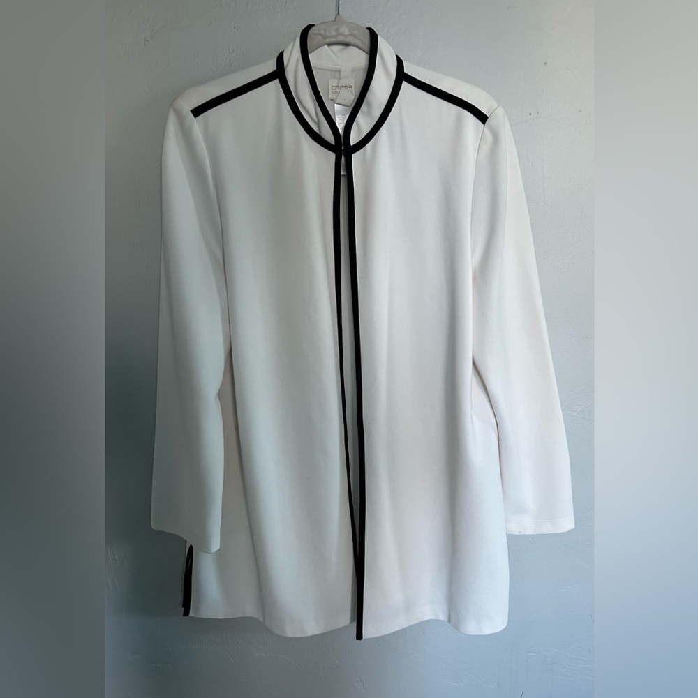 Chico's White Blazer with Black Trim